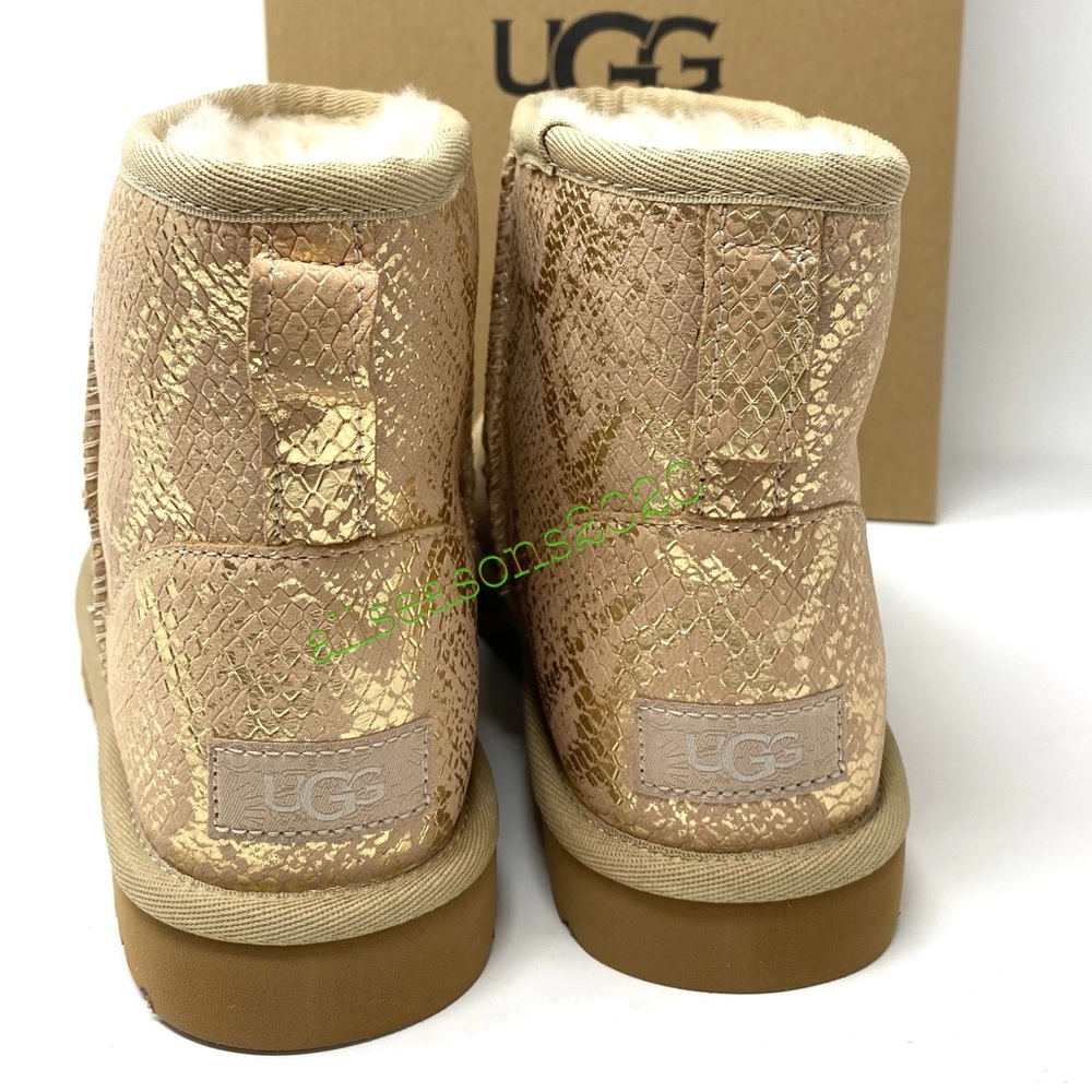 UGG Classic Mini Women’s Boots Metallic Shake Gold - Picture 5 of 11
